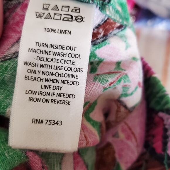 Cynthia Rowley 100% Linen Bright Colorful wide leg Pull on casual pants Size med - Picture 6 of 11